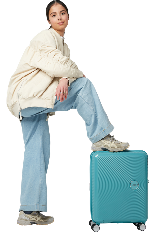 American Tourister Soundbox Spinner Expandable 55cm  Turquoise Tonic