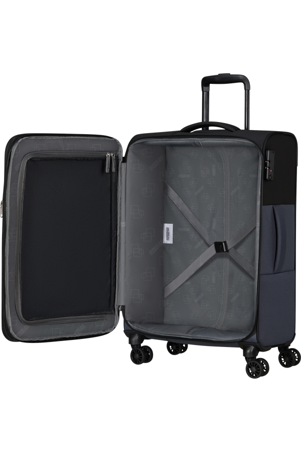 American Tourister Daring Dash Spinner Expandable TSA M  Fekete/Szürke American Tourister Daring Dash Spinner Expandable TSA M  Fekete/Szürke