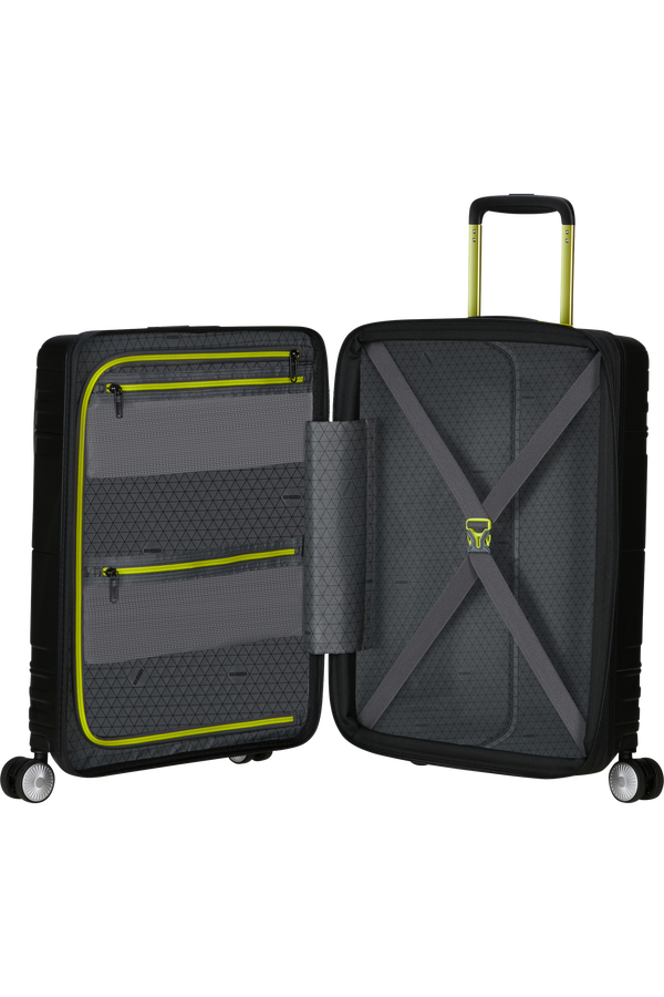 American Tourister Hello Cabin Spinner Exp Coated 55cm  Fekete-Lime